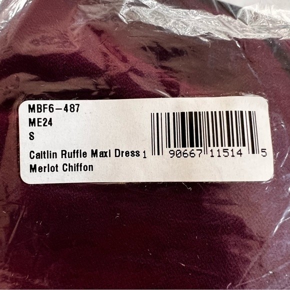 Show Me Your Mumu Caitlin Ruffle Maxi Dress in Merlot Chiffon Size S NWT - Picture 6 of 7